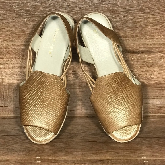 David Tate June Slingback Sandal Womens 9 WW Metallic Matte Gold Espadrille - Picture 6 of 15